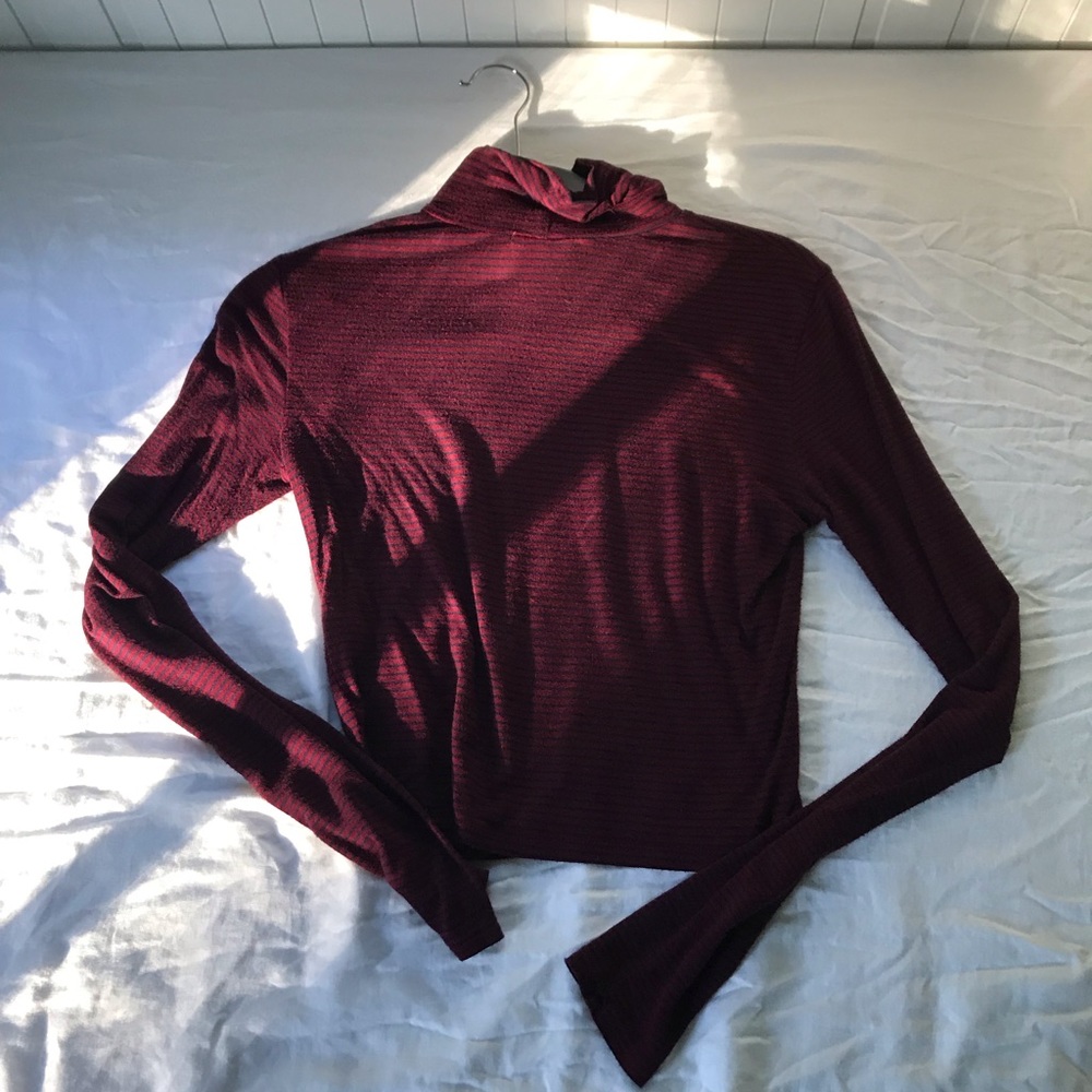striped cropped turtleneck